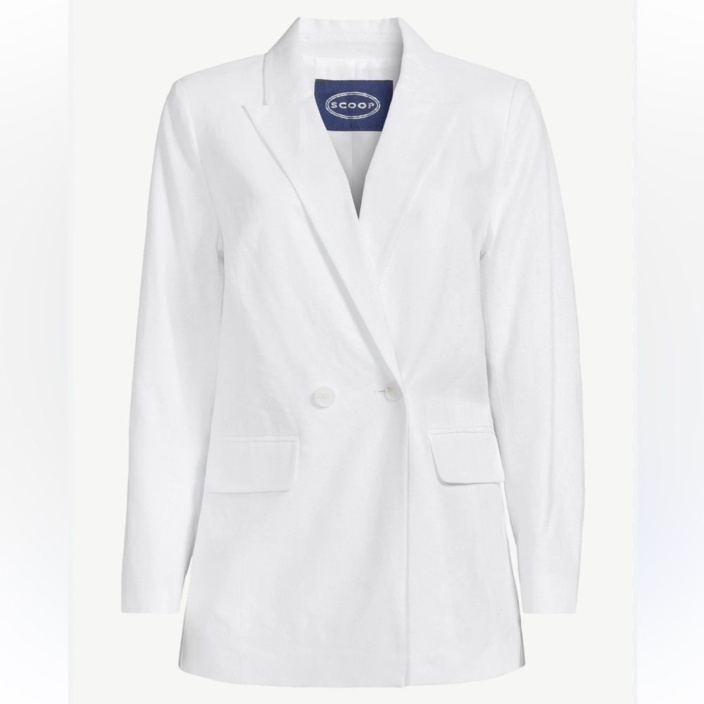 Scoop NYC White Double-Breasted Blazer